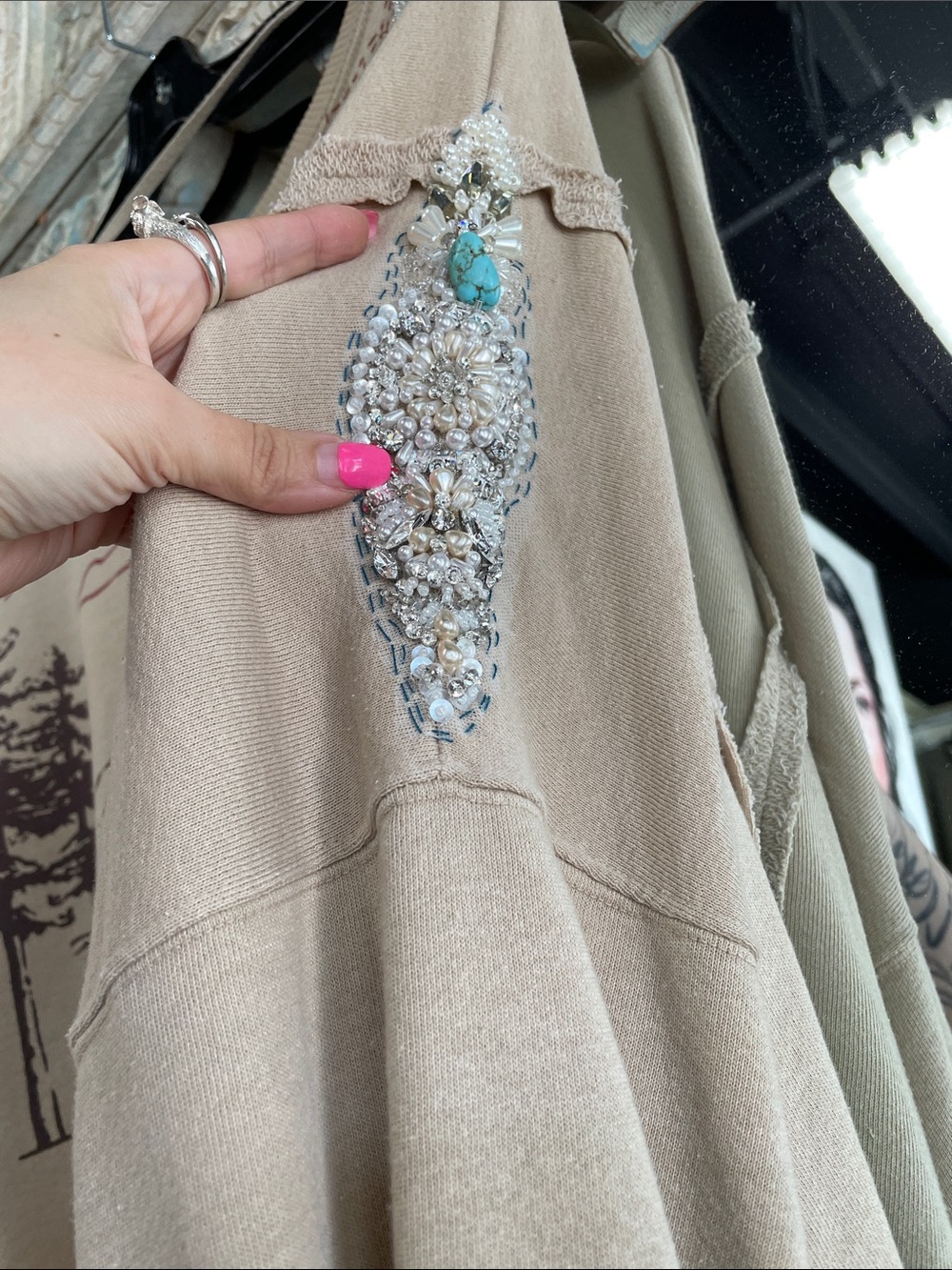 Free People Beige Yellowstone Embellished Crewneck Sweater - Picture 6 of 16